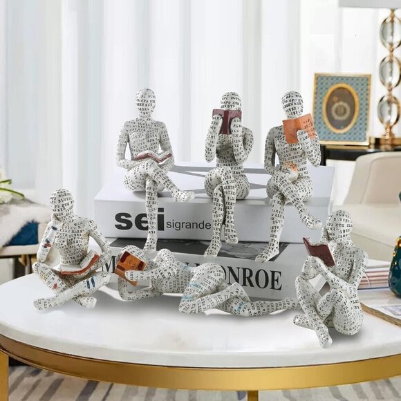 Home Décor Pulp Reading Women Thinker Statue Aesthetic Sculpture Room Décor - Picture 5 of 10